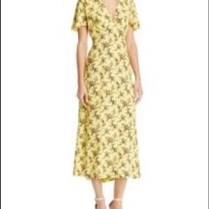 Sandro Enis floral print midi dress size small